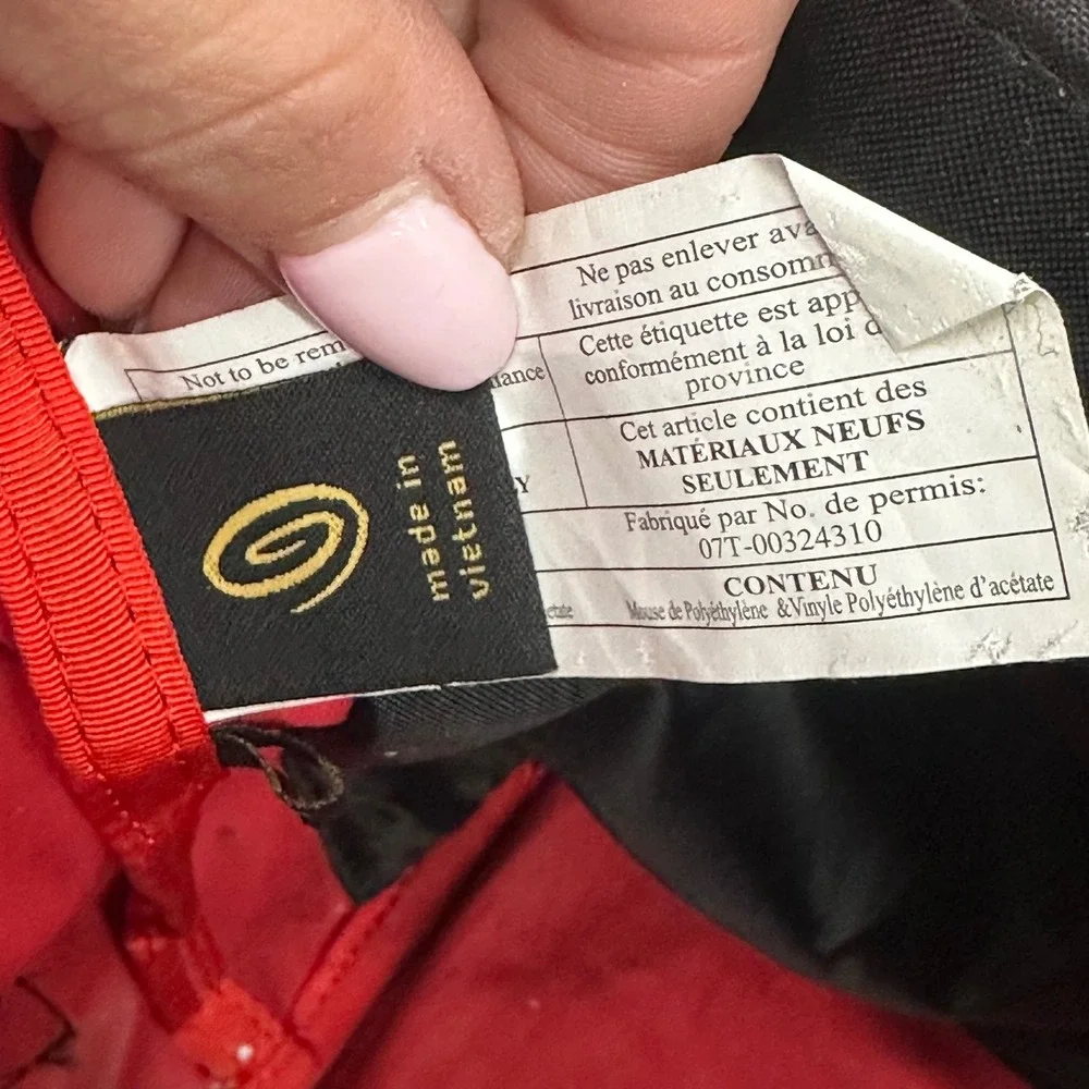 Timbuk2 Classic Messenger Bag Medium Black/Red Canvas Single Strap Herringbone‎